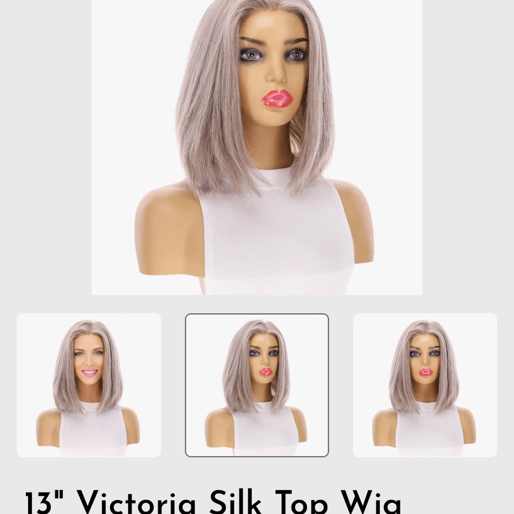 NEW 13” Milano Gray Silk Top Bob Wig